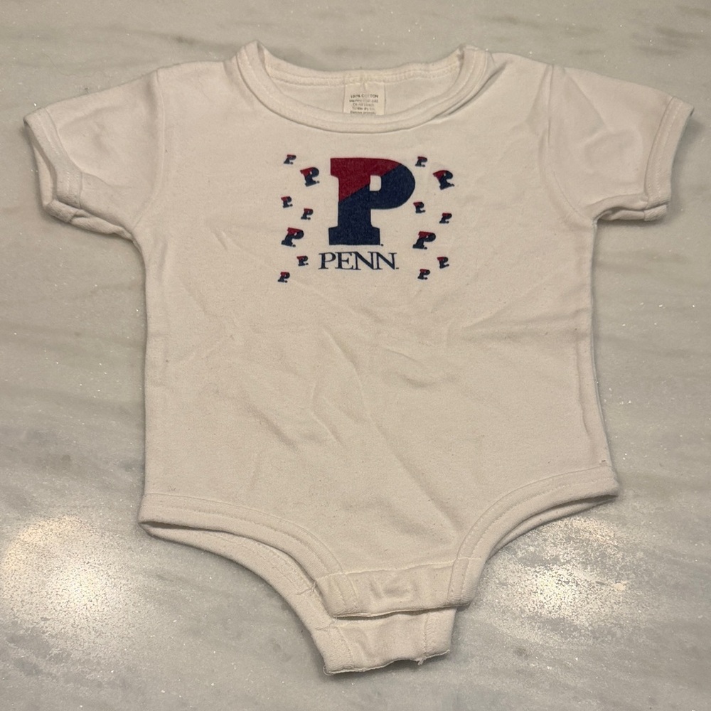 Vintage Penn State White and Red Baby Bodysuit